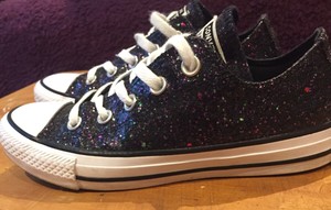 black all star glitter ox trainers