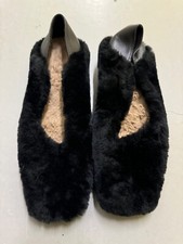 black fur ballerina square toe shoes, similar to COS shoes,  2cm heels size 36, 