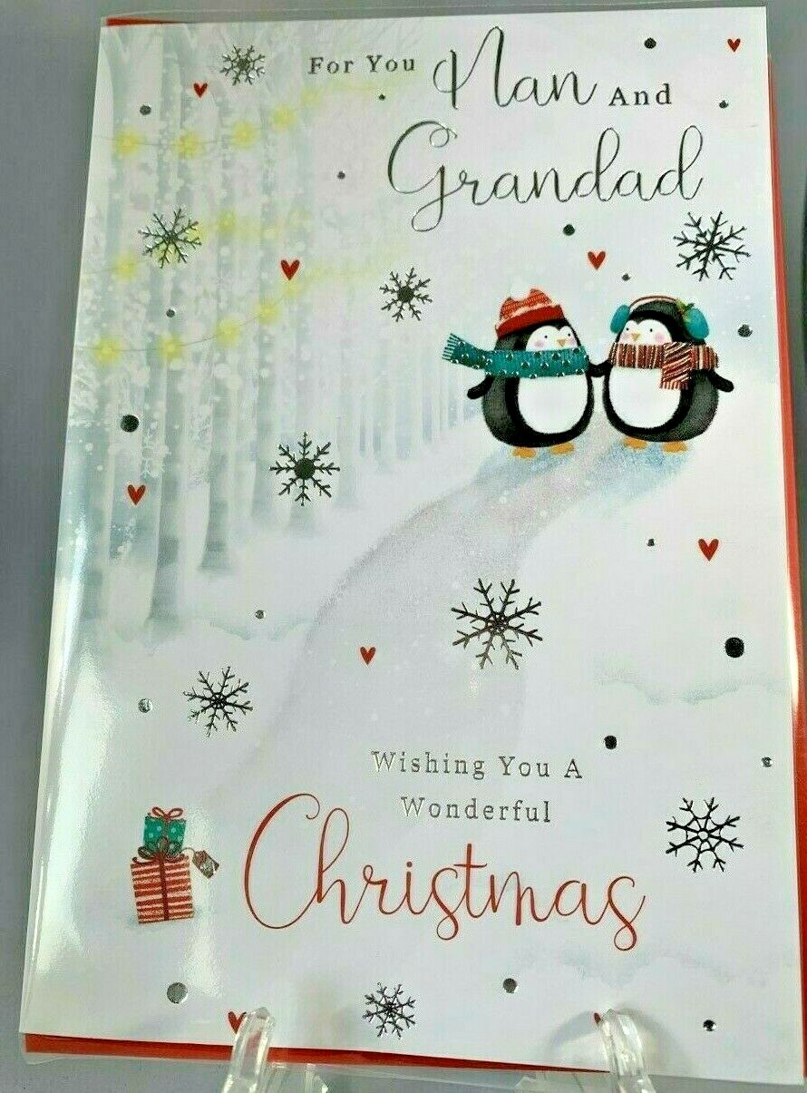 Christmas Card Nan & Grandad Foil Finish Xmas