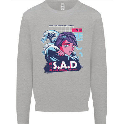 Music Vaporwave Anime Mädchen Emo SAD Herren Sweatshirt Pullover