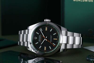 Rolex Milgauss Green Crystal Black Dial 40mm 116400GV - 2012 w Booklet and links