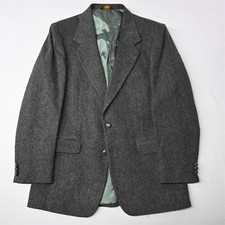 Vtg Farah 40L Gray Herringbone Tweed USA Made Mens Blazer Sport Coat Jacket