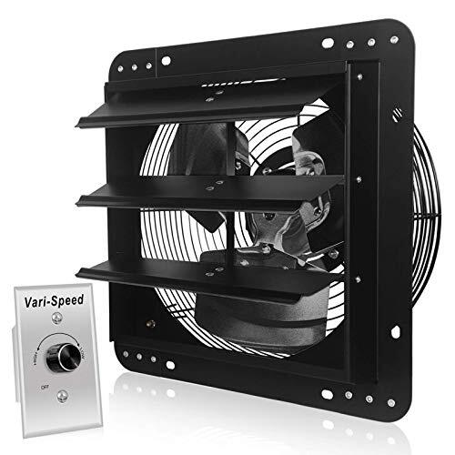 12 Inch Variable Shutter Exhaust Fan With Speed Controller, Vent Fan (Black)