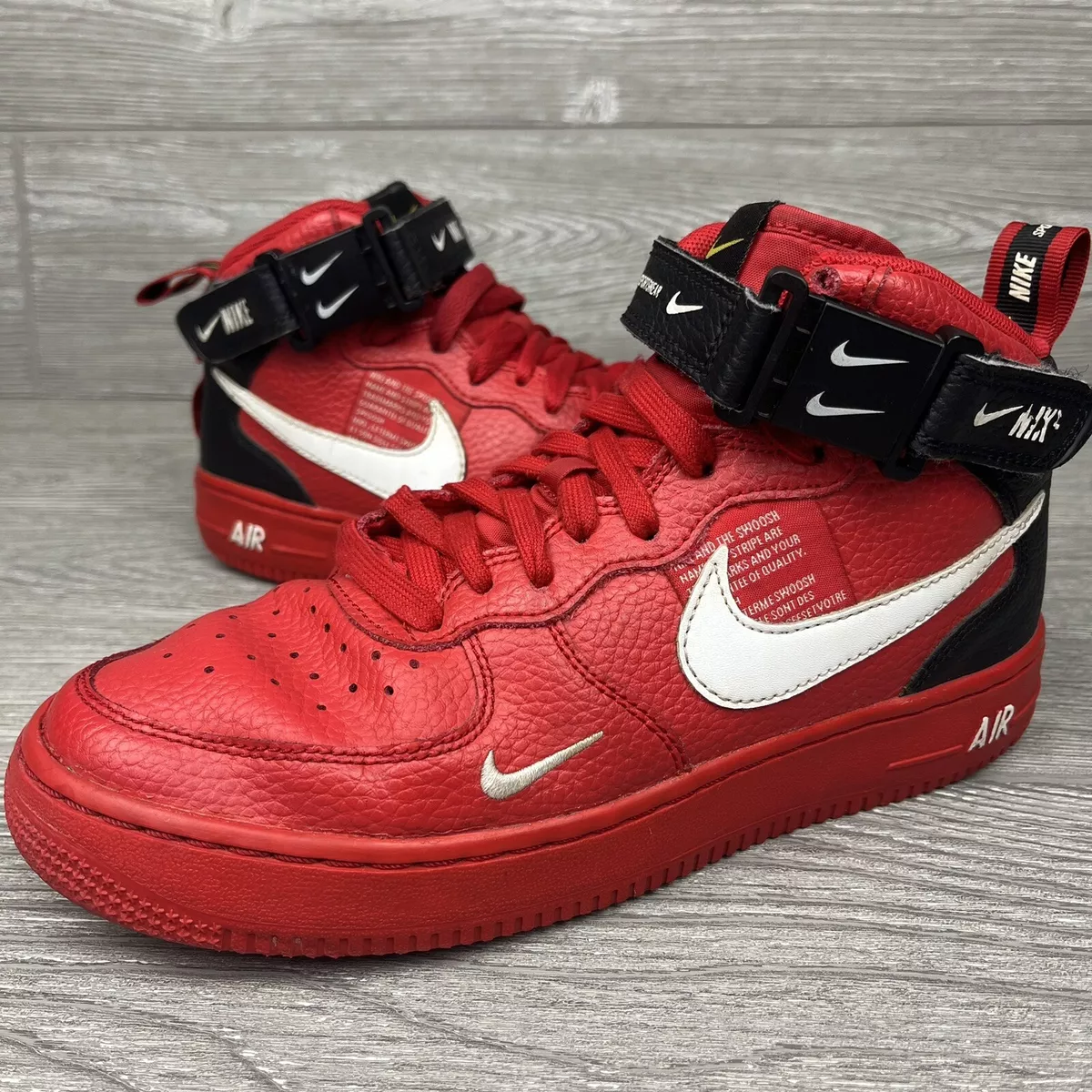 nike air force 1 '07 lv8 mid sneakers in red and black