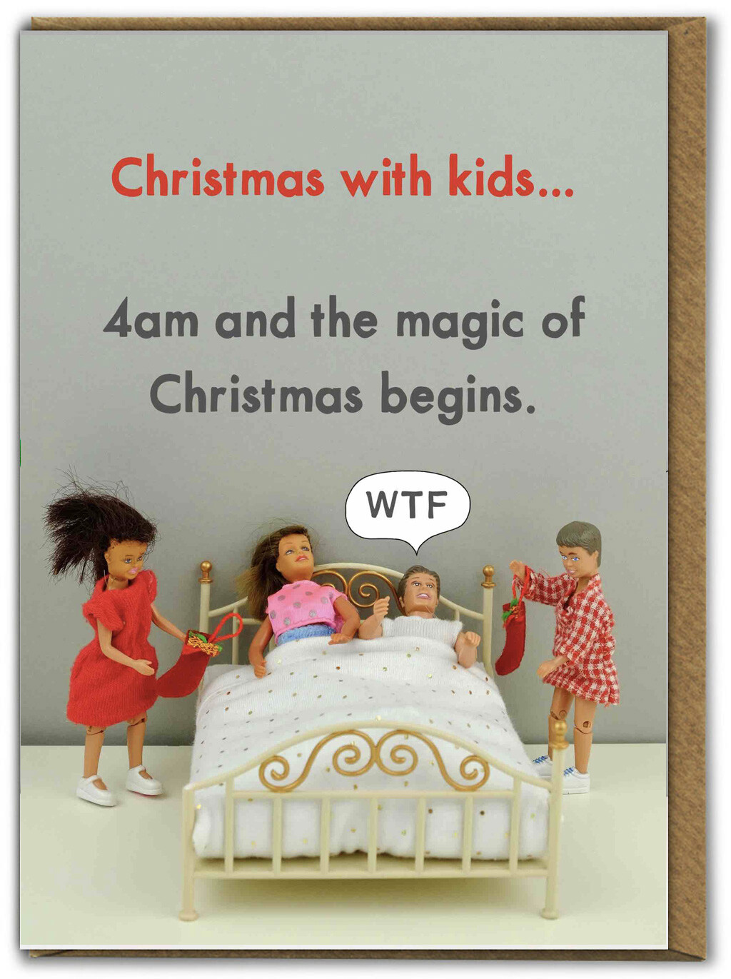 Funny Dolls 'Christmas With Kids' Christmas Card Xmas Humour Family Joke Comedy