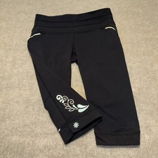 Athleta Yoga Pants Cropped Leggings Stash Pocket Womens Medium Black Activewear