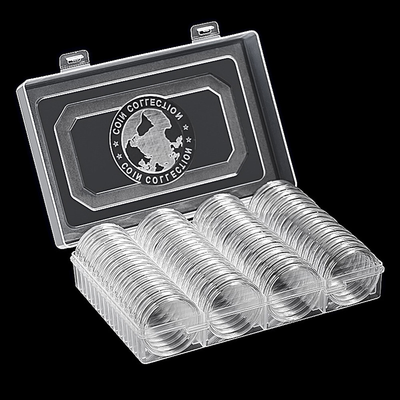 #ad 60Pcs 41mm Coin Capsules Holder W Plastic Storage Case amp; White Washer US $16.99