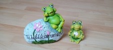 Deko Frosch/Frösche "Willkommen", Garten, Gartenfigur, Skulptur, Keramik