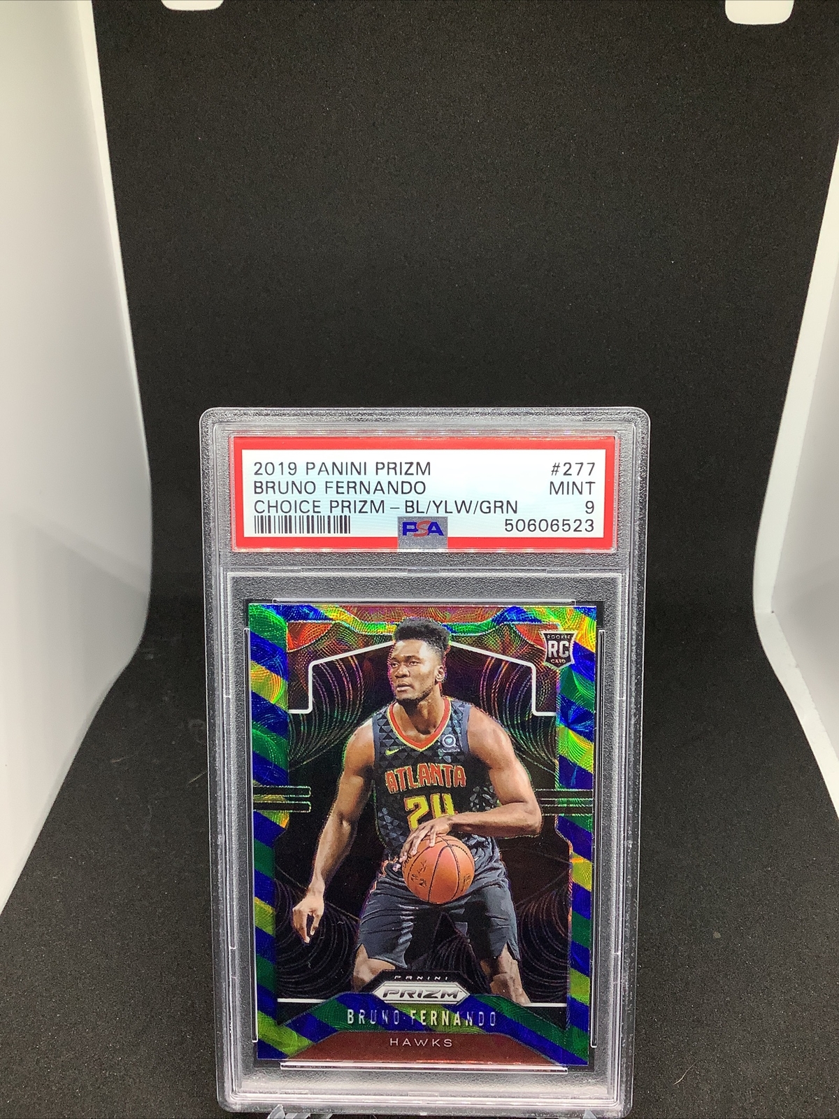 2019-20 Panini Prizm Bruno Fernando RC Choice Prizm Blue Yellow Green #277 PSA 9