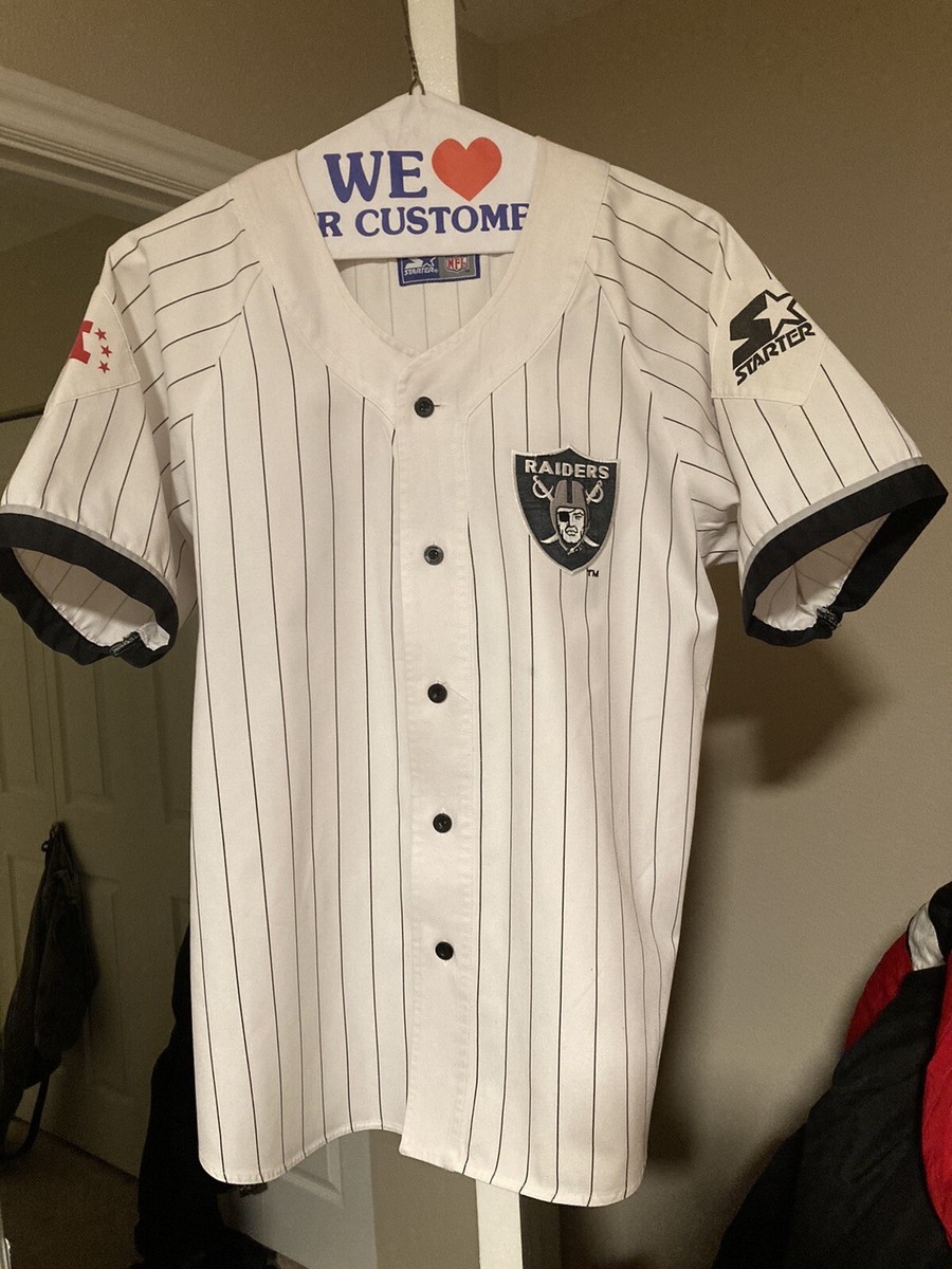 Los Angeles Raiders Baseball Pinstripe Starter Jersey Large