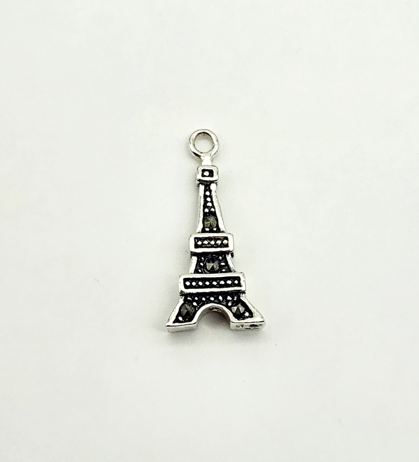 Vintage Sterling Silver PARIS Marcasite Eiffel Tower Souvenir Travel Charm