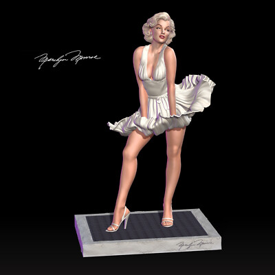 Marilyn Monroe, Subway Szene, sexy Pin Up, Figur, 3D Druck, Statue, UNBEMALT