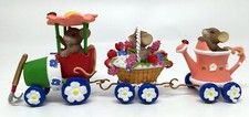 NIB Enesco Charming Tails "THE SPRING BLOSSOM EXPRESS". Full Set of 3 figurines 