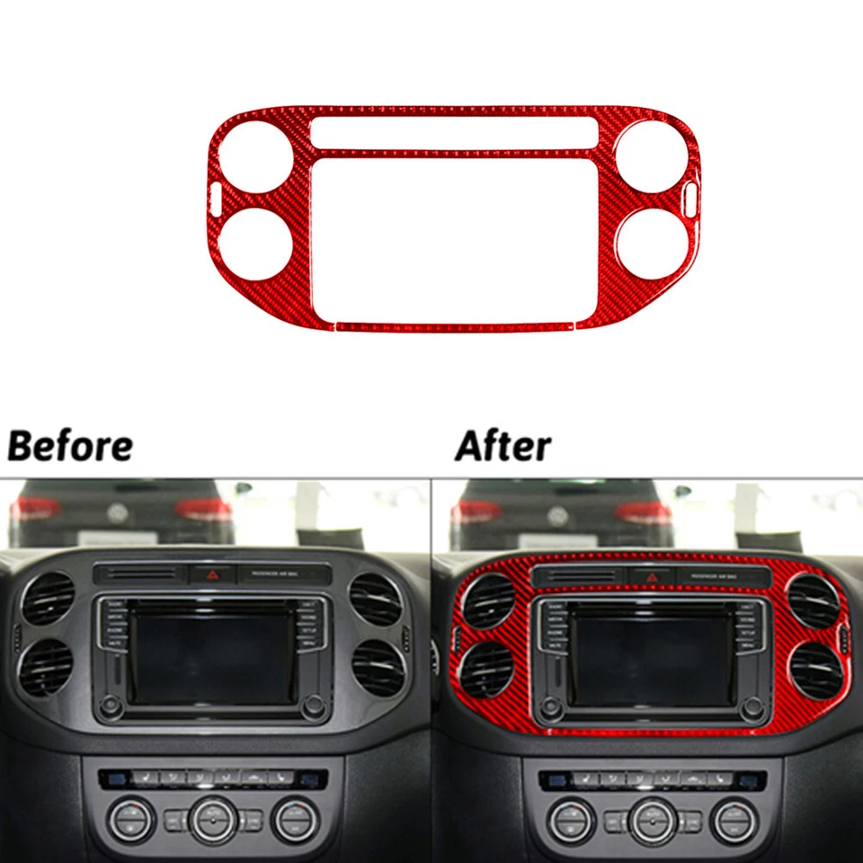 31Pcs Red Carbon Fiber Interior Kit Cover Trim For Volkswagen Tiguan 2013-2017 Foto 4 de 4