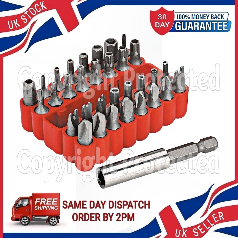 33-Piece Security Torx Bit Set - Tamper Proof, Tri-Wing, Hex Star Spanner Screwdriver Kit