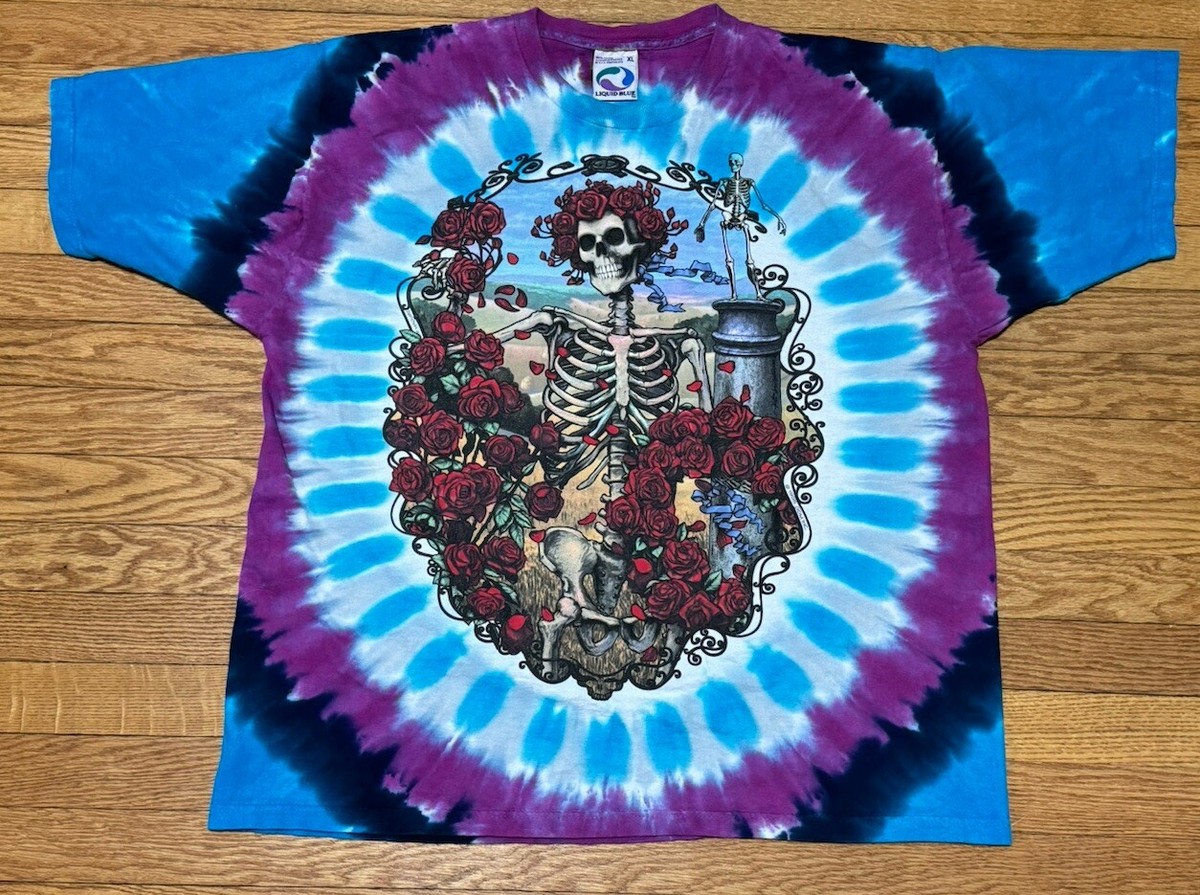 Vtg 90s 1995 Grateful Dead 30 Years Liquid Blue Tie Dye T-shirt