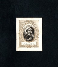 Holy card grabado pequeño antique de San Juan de la Cruz estampa santino