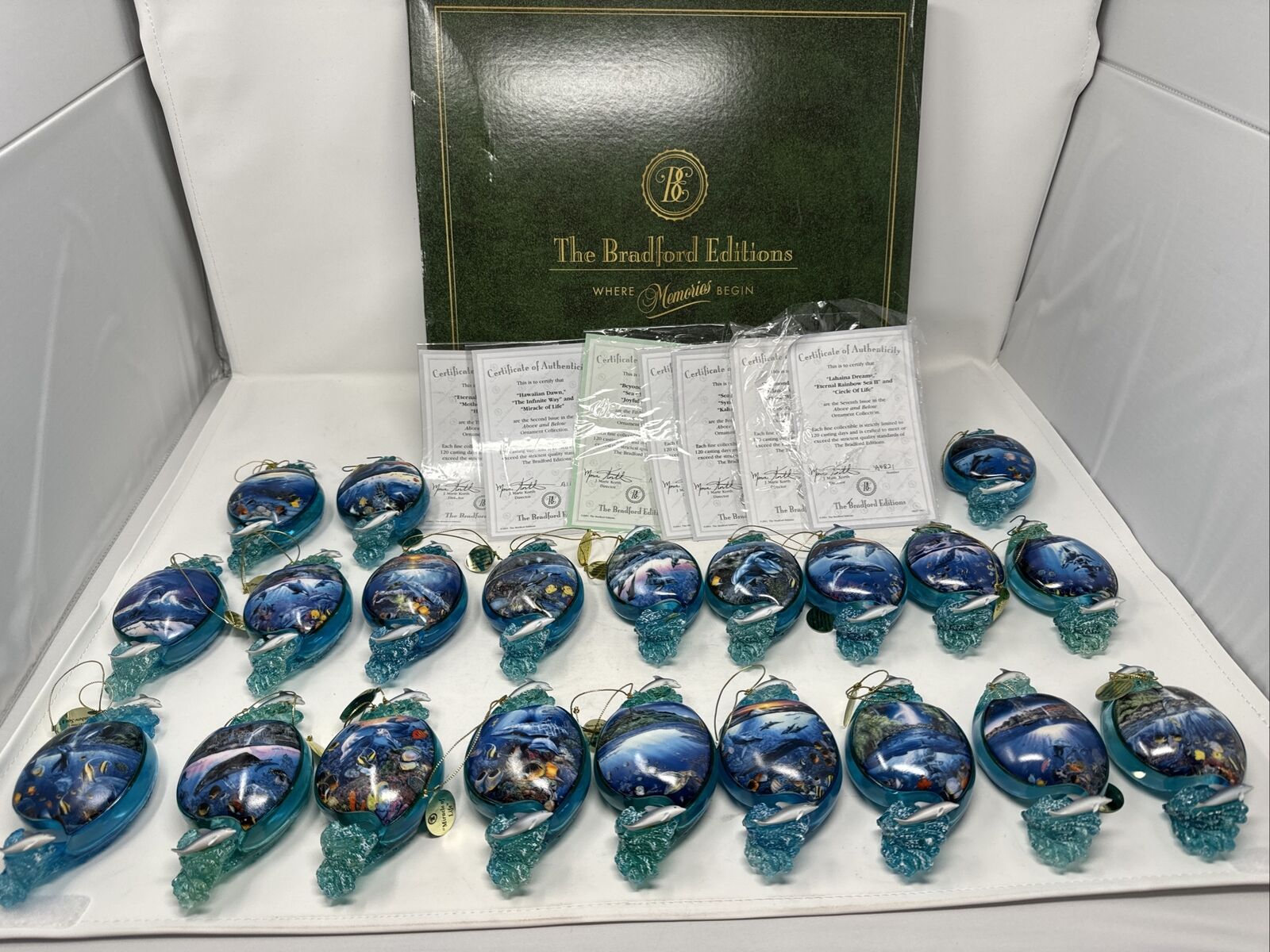 21 Bradford Editions Above Below Dolphins Christian Riese Lassen Ornaments Set
