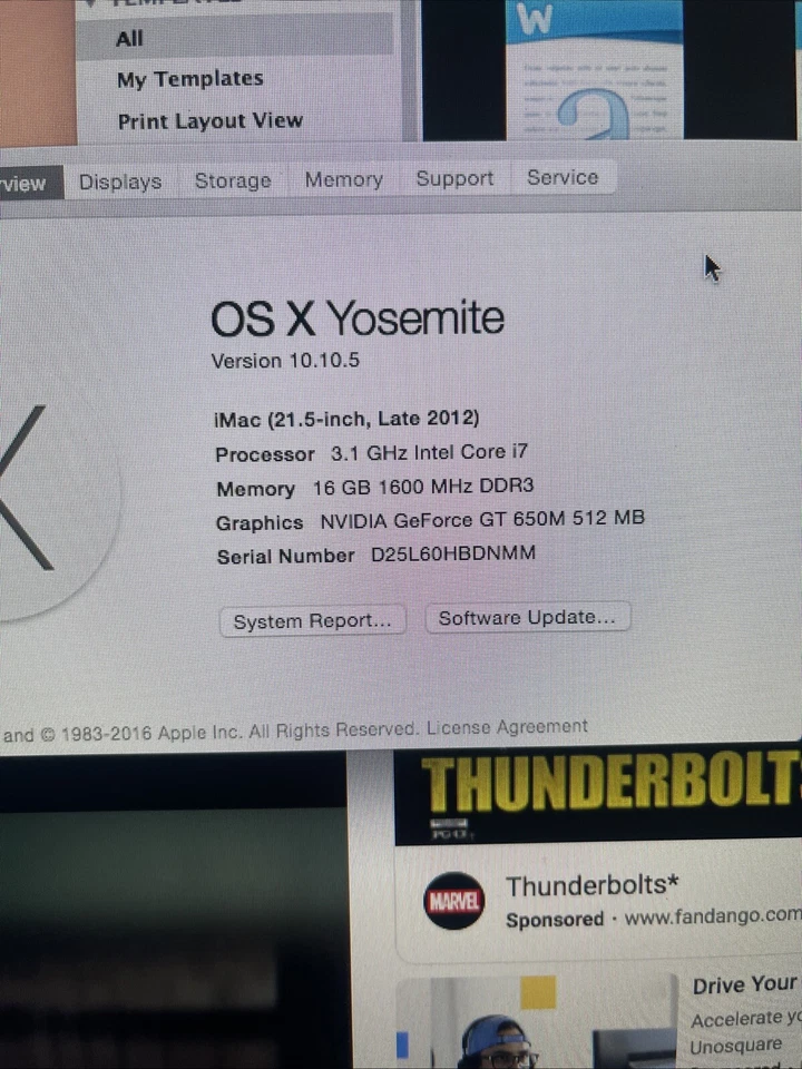 Apple iMac 21" 2012 A1418  i7 3.1ghz 16GB Ram 1.12TB HDD Nvidia Geforce 640m - Image 2 of 4