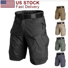 Tactical Shorts Men Waterproof Cargo Combat Pants Hiking Fishing Work Half Pants