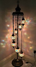 Beautiful Multi Coloured 7 Globes Turkish Moroccan Handmade Glass Floor Lamp