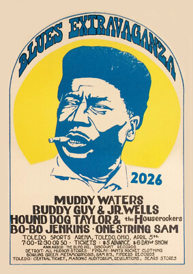 2026 Wall Calendar (12pg) MUDDY WATERS BLUES Vintage Music Posters