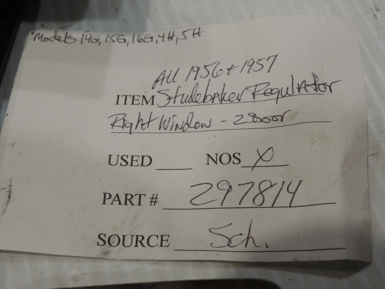 NOS STUDEBAKER RH WINDOW REGULATOR 297814 ALL 1956 1957 2 DOOR eBay