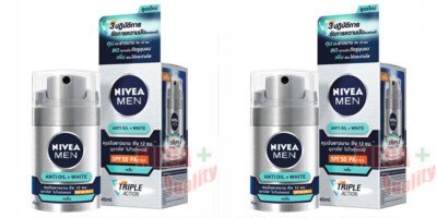 2 x Nivea Men Anti Oil SPF50 Facial Serum Triple Action Skin Care 45ml