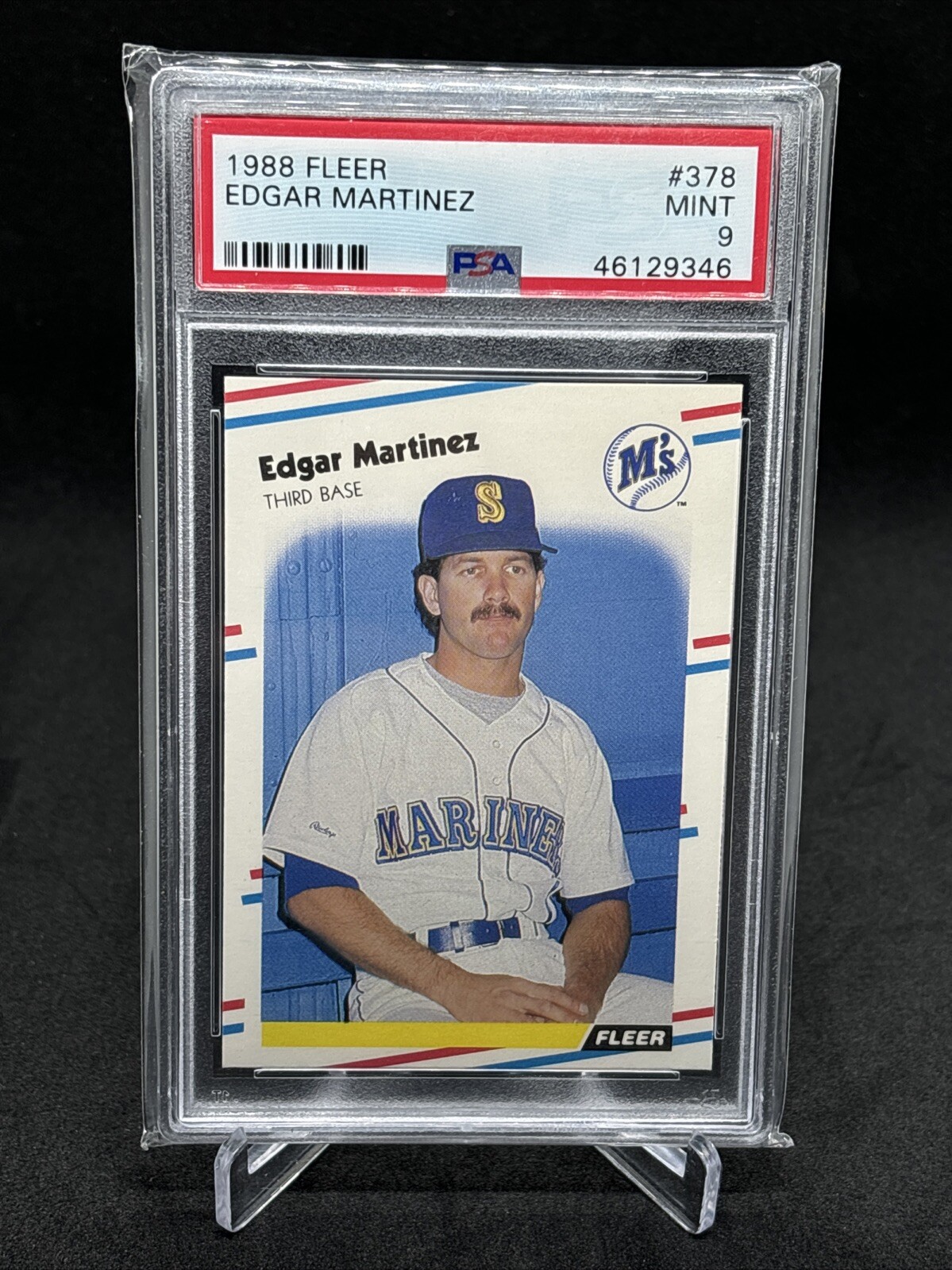 1988 Fleer EDGAR MARTINEZ Rookie RC #378 PSA 9 Mint HOF Seattle Mariners