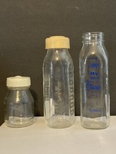 Vintage Pyrex And Davol Glass Baby Bottles 8oz And 1 Wyeth 3 Oz Bottle