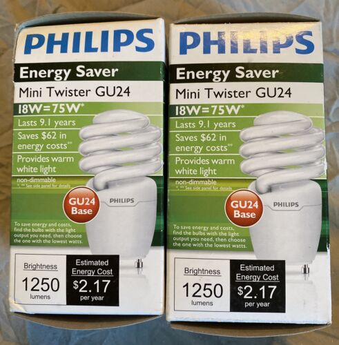 2 - Philips Energy Saver 75W Equivalent Soft White **GU24 Base** CFL - Photo 1 sur 2