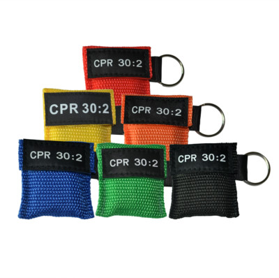 300pcs CPR Mask Random Color Keychain Pouch One-way Valve Respirater First Aid