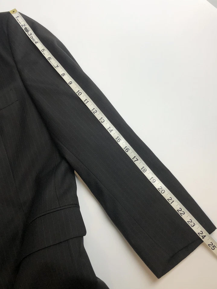 CHAQUETA DE TRAJE CHAQUETA WILKE-RODRIGUEZ Para Hombres 40R Negra Lana a Rayas Abrigo Deportivo Blazer Usado en Excelente Condición Foto 4 de 4