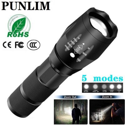 T6 50000LM Zoom Taschenlampe Fackel Wasserdicht 5 Modes Lampe Camping Radfahren