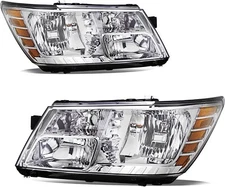 For 2009-2020 Dodge Journey Chrome Trim Headlights Both Sides Headlamps Set