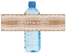 100 Burlap and Lace New Wedding Anniversary Engagement Party Water Bottle Labels