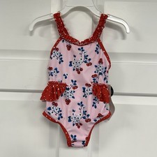 NWT Nicole Miller Swimsuit Toddler 1 Piece Girls 18m Pink Cherry Blossom *read