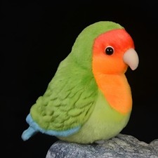 Peluche Lovebird 5,5” animal de peluche, juguete realista de loro verde con cara de melocotón