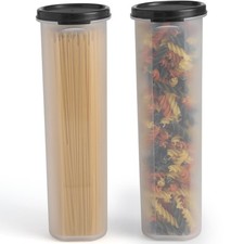 Contenitore porta pasta spaghetti trasparente alto con coperchio - 2 nero