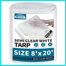 8'x20' Semi Clear White Tarp Waterproof Green House Cover with Grommets 7.5mi...