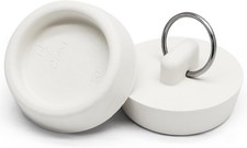 2 PCS 1-1/2 Inch to 1-5/8 Inch Rubber Drain Stopper with Hanging Ring, White Tub