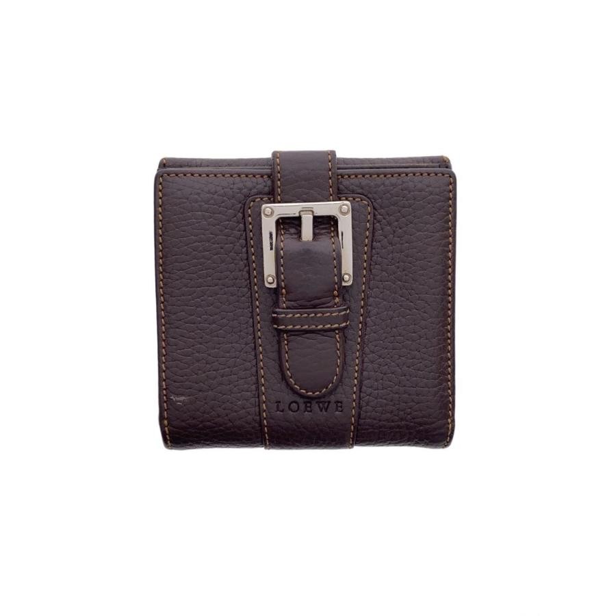 Used LOEWE◆Bifold wallet/leather/BRW/plain/ladies//