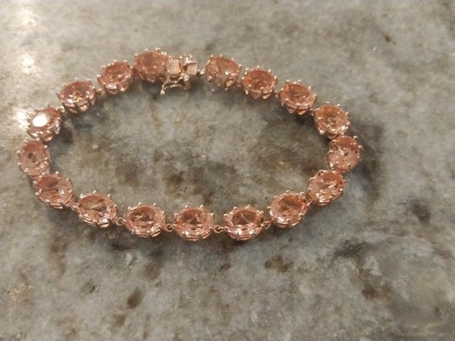 Morganique Quartz (Triplet) Link Bracelet/18KVermeil RGold/Sterling,Sz 7.25 OR8" - Picture 14 of 15