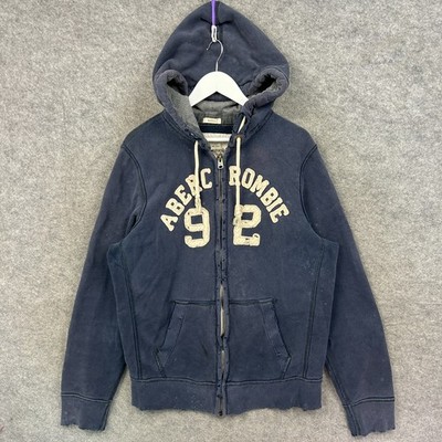 Vintage Abercrombie And Fitch Hoodie Herren XXL Blau Muscle Distressed Pullover Y2K