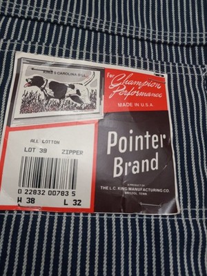 Vtg 1980's Pointer Brand Hickory Stripe Carpenter Pants Men's Sz