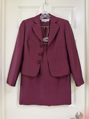 tahari arthur s levine women silk wool 2- piece skirt sutis size 4P