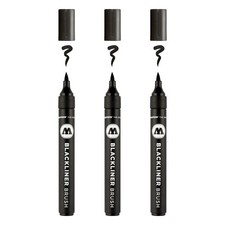 Molotow Blackliner Pinselspitze 3er Pack schwarz permanente Tinte Marker