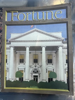 1940 NOVEMBER FORTUNE MAGAZINE, BEAUTIFUL ADS, ILLUSTRATED FRONT COVER, ARTICLES