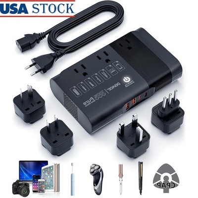 500W Pure Sine Wave Voltage Converter 220V to 110V Travel Adapter Combo Durable