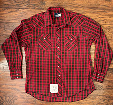 Vintage Wrangler Western Pearl Snap Shirt Men  s XL Red Brown Plaid USA Cowboy